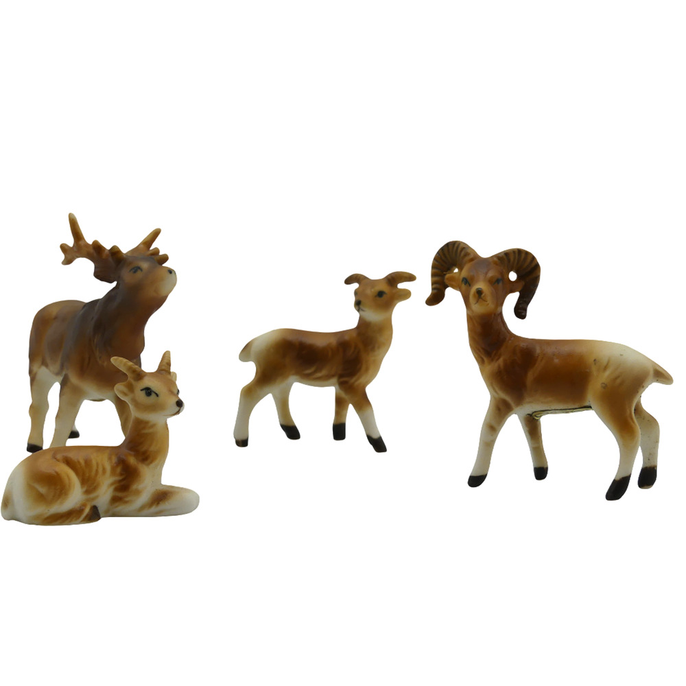 Lot of 4 Vintage Herter's INC Deer & Ram Figurines Ceramic Home Decor Collection